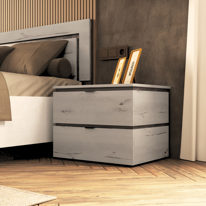 Тумба прикроватная "Ривьера" - Канадский дуб арктик/Бетон спаркс