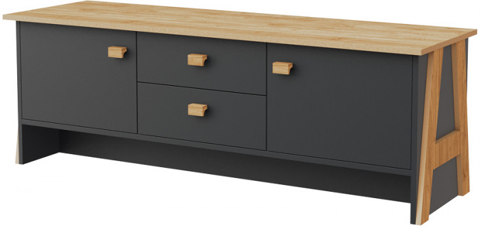 Модульная гостиная "Скандинавия", набор 2 - Антрацит/Дуб наварра