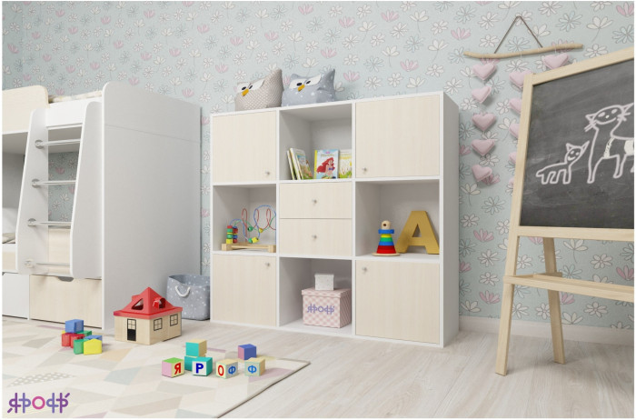 Стеллаж Джери (Дуб молочный/Дуб молочный)