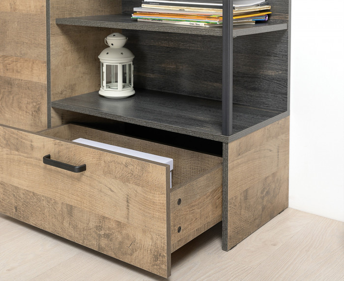 Трувор 13.307.01 Комод + 15.30 Зеркало, цвет дуб гранж песочный/интра, ШхГхВ 109х36,9х195 см., универсальная сборка