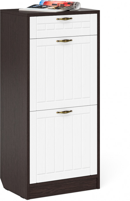 Прихожая П-6 Компоновка № 22, цвет венге/фасады МДФ белое дерево фрезеровка прованс, ШхГхВ 80х35х210 см., универсальная сборка