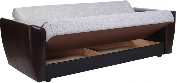 Диван-кровать Амстердам, 140х190, книжка, рогожка/экокожа, серый