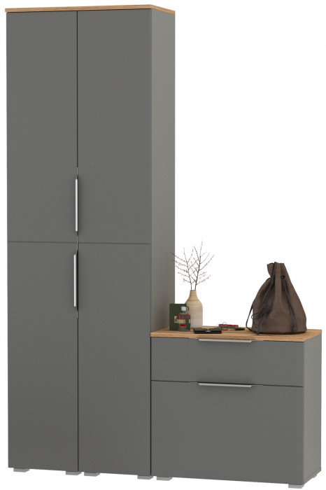 Октава Прихожая 17, серый графит/дуб крафт золотой/фасады МДФ серый графит