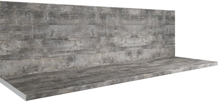 Кухонный гарнитур Кампео 1,5м Белый снег/Бриз/столешница Олдвуд