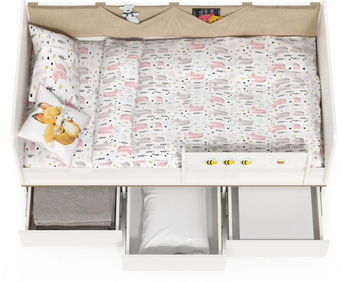 Эйп 11.40 Кровать, цвет белый/дуб белый, ШхГхВ 164,2х89,7х75 см., сп. м. 800х1600 мм., б/м, осн. есть, макс. нагрузка 80 кг., рек. выс. матр. 120 мм.