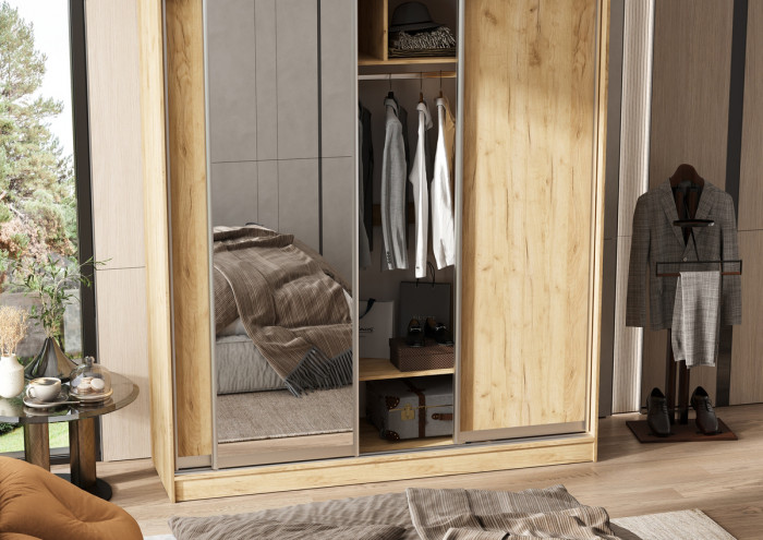 Шкаф-купе Тринити-6 (2,0 м), Дуб крафт золотой