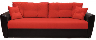 Диван-кровать Амстердам, 160х195, раскладной, еврокнижка, независимый пружинный блок, рогожка/экокожа, красный