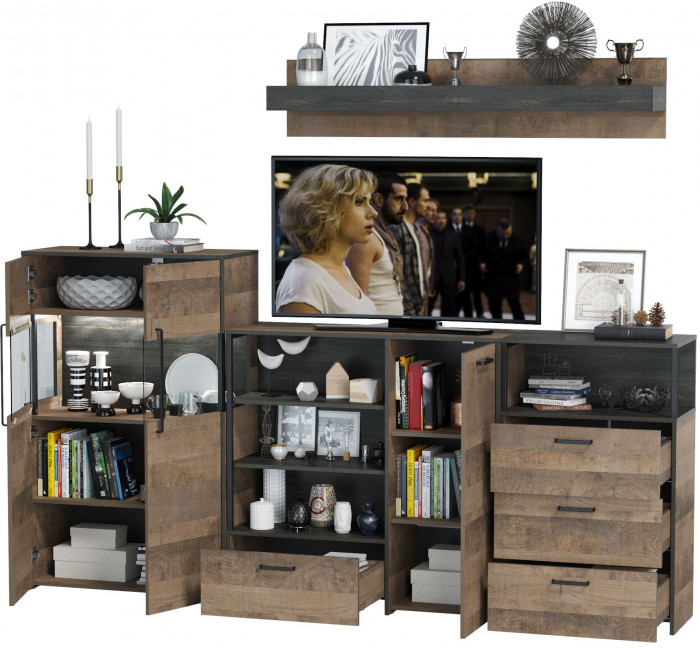 Трувор Гостиная 010, дуб гранж песочный/интра