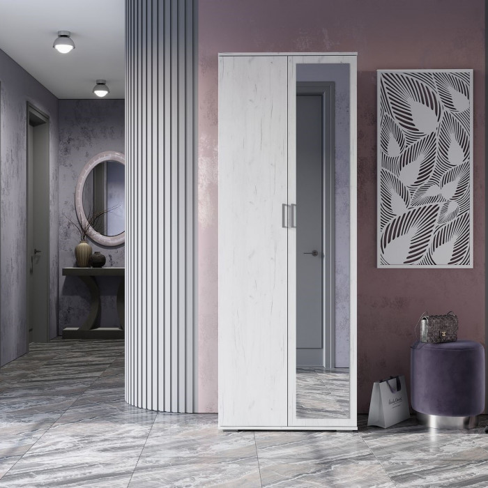 НЕЛЬСОН ШК 04 (СОЛО-4) Шкаф (0.800х2,200х0,500) дуб крафт белый/дуб крафт белый