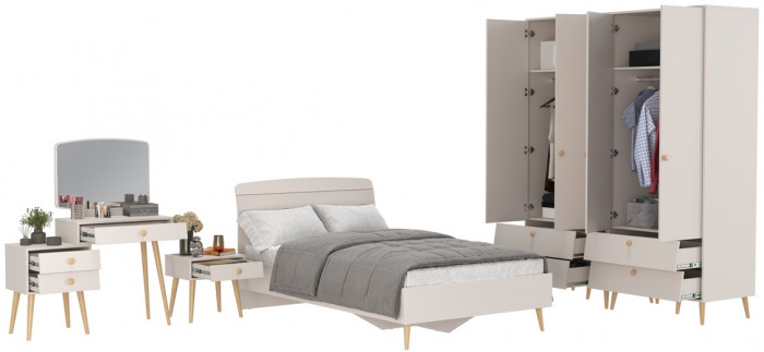 Афина Спальня 36-1200, цвет кашемир серый, сп.м. 1200х2000 мм., б/м, основание есть - фанера