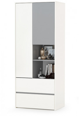 Торонто 13.333 Шкаф для одежды, цвет белый шагрень/стальной серый, ШхГхВ 80х53х195,7 см., универсальная сборка