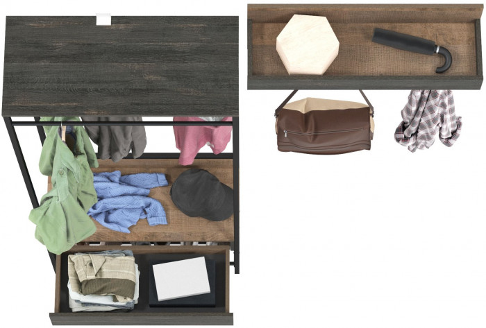 Трувор 15.120 Прихожая + 15.04 Вешалка, дуб гранж песочный/интра