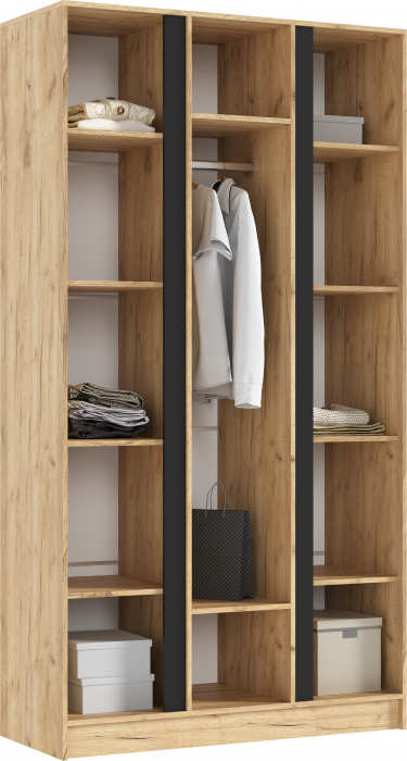 Келвин Шкаф 3-х створчатый (1200) (Графит, Дуб Крафт)