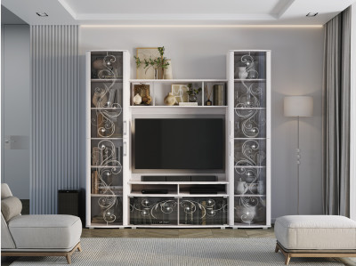 Гостиная модульная Флоренция, Ясень белый. Комплект 2