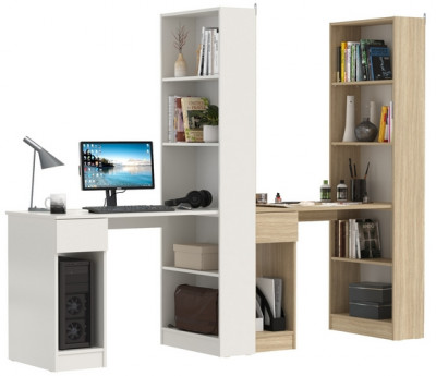 Два Стола письменных Лайт 10.01, цвет белый гладкий/плэйн, ШхГхВ 230,6х58,2х179 см., универсальная сборка(обязательно крепление к стене)