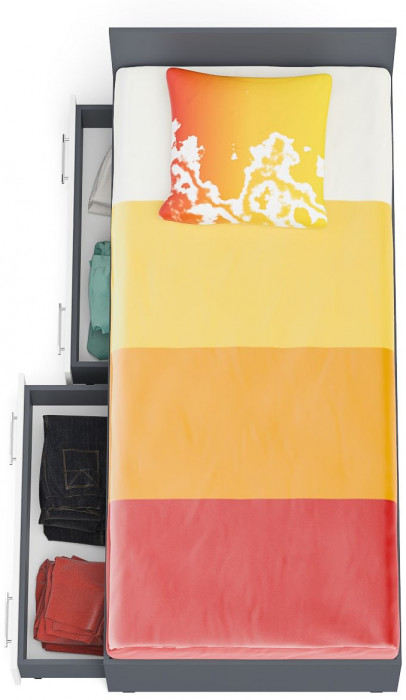 Мори Кровать с ящиками 0900, графит/белый