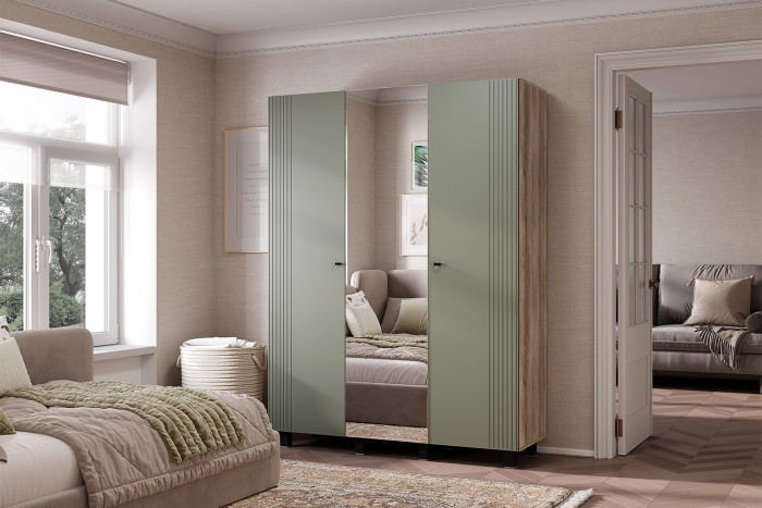 Шкаф 3-х створчатый "Олива" ШК-08 Дуб каньон/МФ12 Эвкалипт