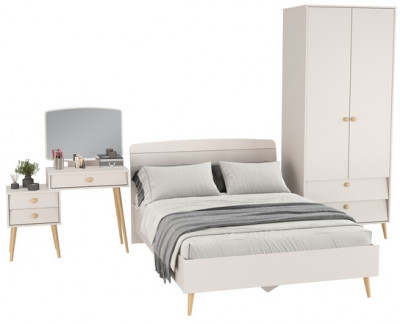 Афина Спальня 03-1400, цвет кашемир серый, сп.м. 1400х2000 мм., б/м, основание есть - фанера