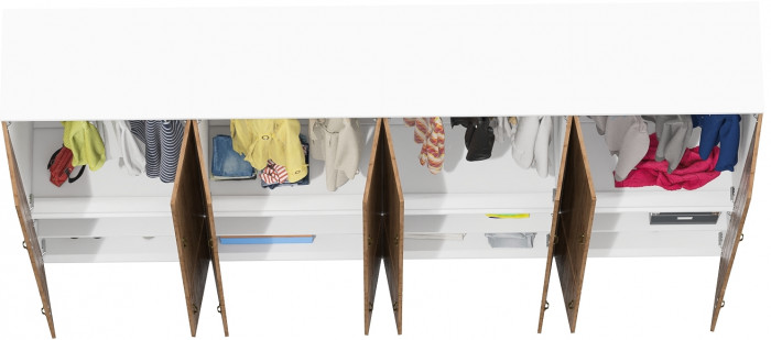 Лидер-8 Шкаф МД 19Б 4 шт., цвет белый шагрень/крафт золото, ШхГхВ 320х50х190 см., универсальная сборка