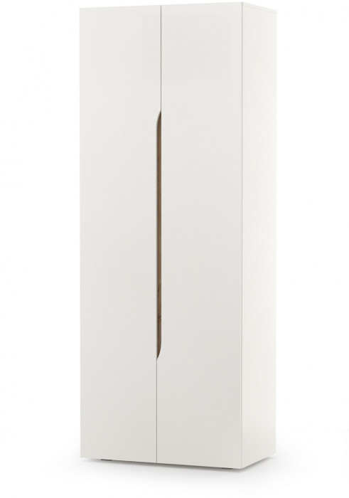 Муссон 13.198 Шкаф двухстворчатый, цвет белый/дуб эндгрейн элегантный, ШхГхВ 87,4х52,2х229,8 см., 2 ящика и зеркало внутри, универс. сборка наполнения