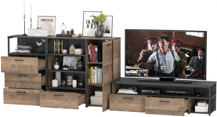 Трувор Гостиная 011, дуб гранж песочный/интра