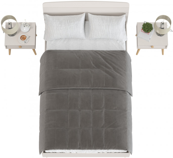 Афина Спальня Кровать 1200 + Две тумбы, кашемир серый