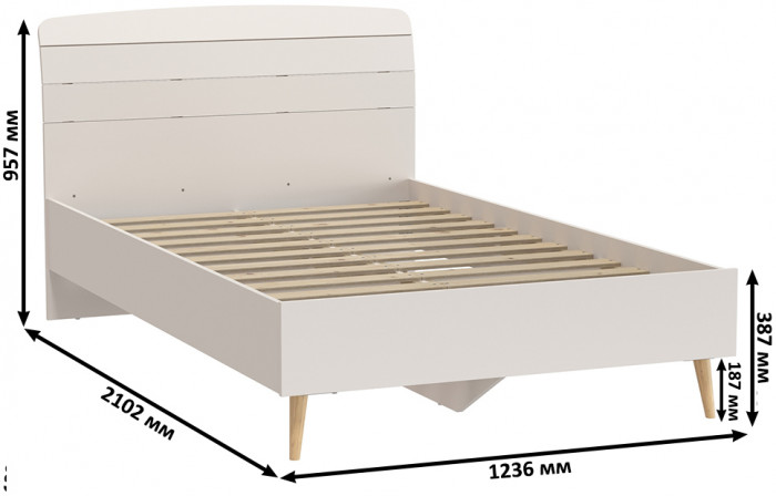 Афина Спальня Кровать 1200 + Две тумбы, кашемир серый