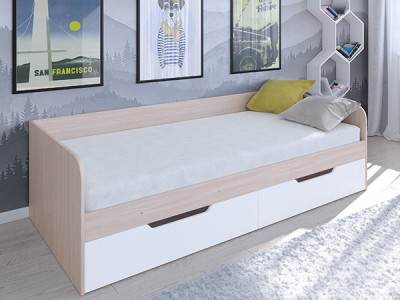 Кровать Астра одноярусная Дуб молочный/Белый