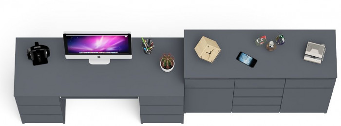Мори компьютерный стол МС-2 + Комод МК1200.4, графит