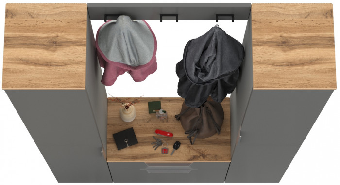 Октава Прихожая 19, серый графит/дуб крафт золотой/фасады МДФ серый графит