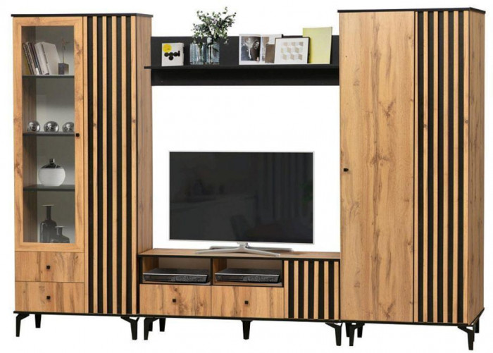 Шкаф для одежды Либерти 51.01 (опора h150) Дуб вотан/Черный