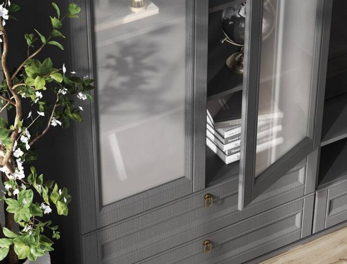 Гостиная Престиж 1 Вариант №1 Графит/графит структурный