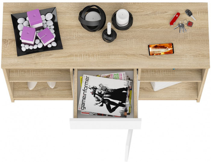 Мори Тумба ТВ МТВ1204.1, цвет дуб сонома/белый, ШхГхВ 120,4х41х73 см.