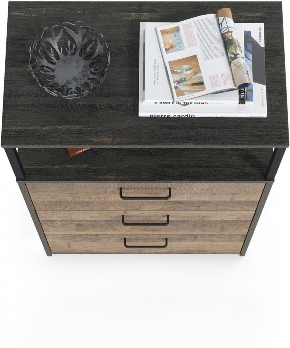 Трувор 13.307.02 Комод с ящиками, цвет дуб гранж песочный/интра, ШхГхВ 66х37х106,9 см.