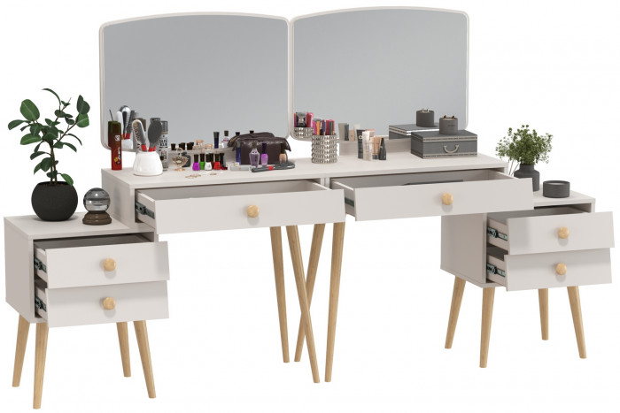 Афина Спальня Трюмо х 2, цвет кашемир серый, ШхГхВ 2х105х38,6х129 см., универсальная сборка