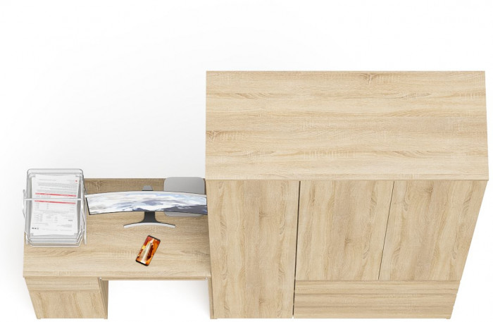 Мори Стол компьютерный МС-1 левый + Шкаф МШ1200.1, цвет дуб сонома, ШхГхВ 210,4х50,4х209,6 см., выдвижной ящик слева, НЕ универсальная сборка