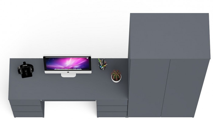 Мори компьютерный стол МС-2 + Шкаф МШ800.1, графит