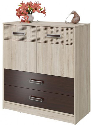 Румба 4-4424дубсонвн Комод с дверками и ящиками, дуб сонома/венге