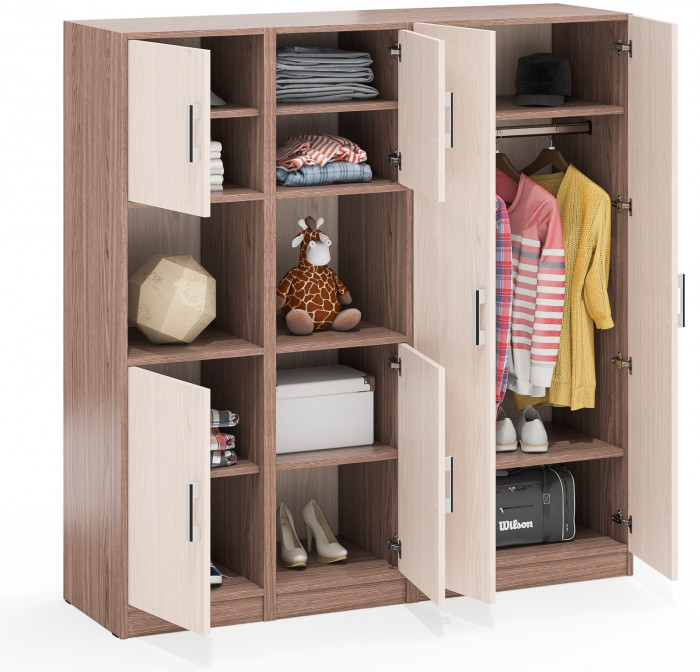 Шкаф С-МД-СК9Ш+Пенал С-МД-СК9П+Пенал С-МД-СК9П, ясень шимо светлый/ясень шимо тёмный