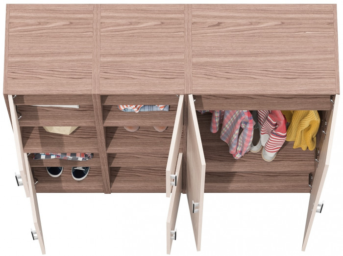 Шкаф С-МД-СК9Ш+Пенал С-МД-СК9П+Пенал С-МД-СК9П, ясень шимо светлый/ясень шимо тёмный