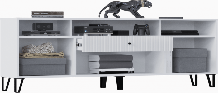 Оливия Тумба ТВ, Белый/Белый глянец