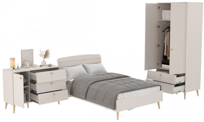 Афина Спальня 04-1200, цвет кашемир серый, сп.м. 1200х2000 мм., б/м, основание есть - фанера