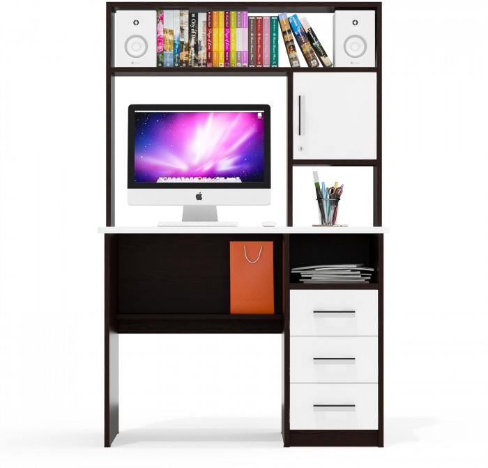 компьютерный стол С-МД-СК9, венге/белый шагрень