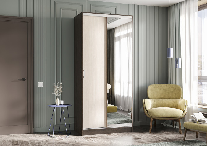 Альянс 1,0 м шкаф-купе (1000*2200*610 мм) венге/белфорт