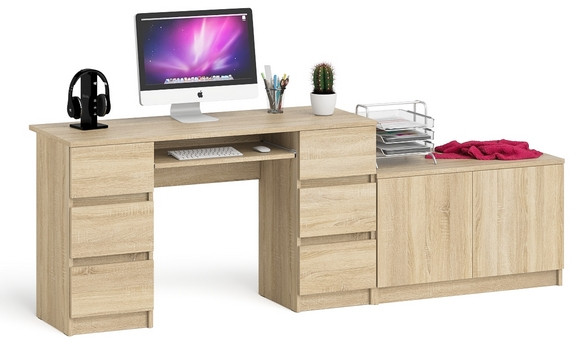 Мори компьютерный стол МС-2 + Тумба МА900.1, дуб сонома