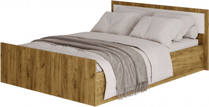 Кровать без основания 1,4 м "Евро" крафт/белый