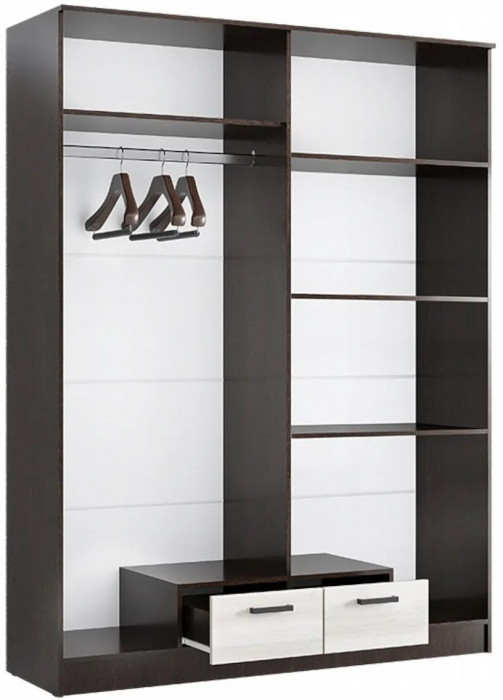 Адель Шкаф 1,6 + полки (Ясень шимо темный / светлый)