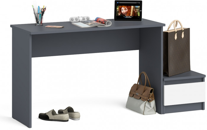 Мори письменный стол МСП1200.1 + Тумба ТМП400.1, графит/белый