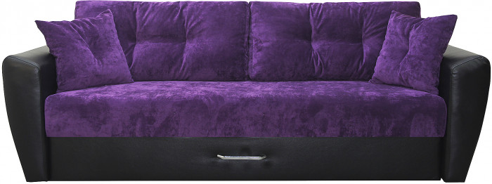 Диван еврокнижка Амстердам 160 ЛЮКС 11 ФИОЛЕТОВЫЙ ВЕЛЮР ЭКОКОЖА КОРИЧНЕВАЯ