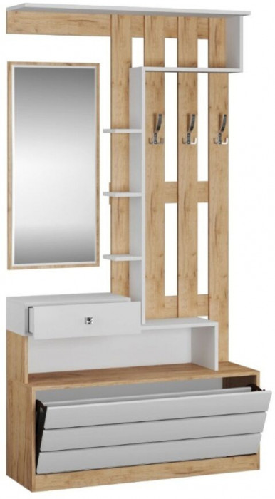 Модульная Прихожая Ямайка, композиция 3, крафт золотой/белый